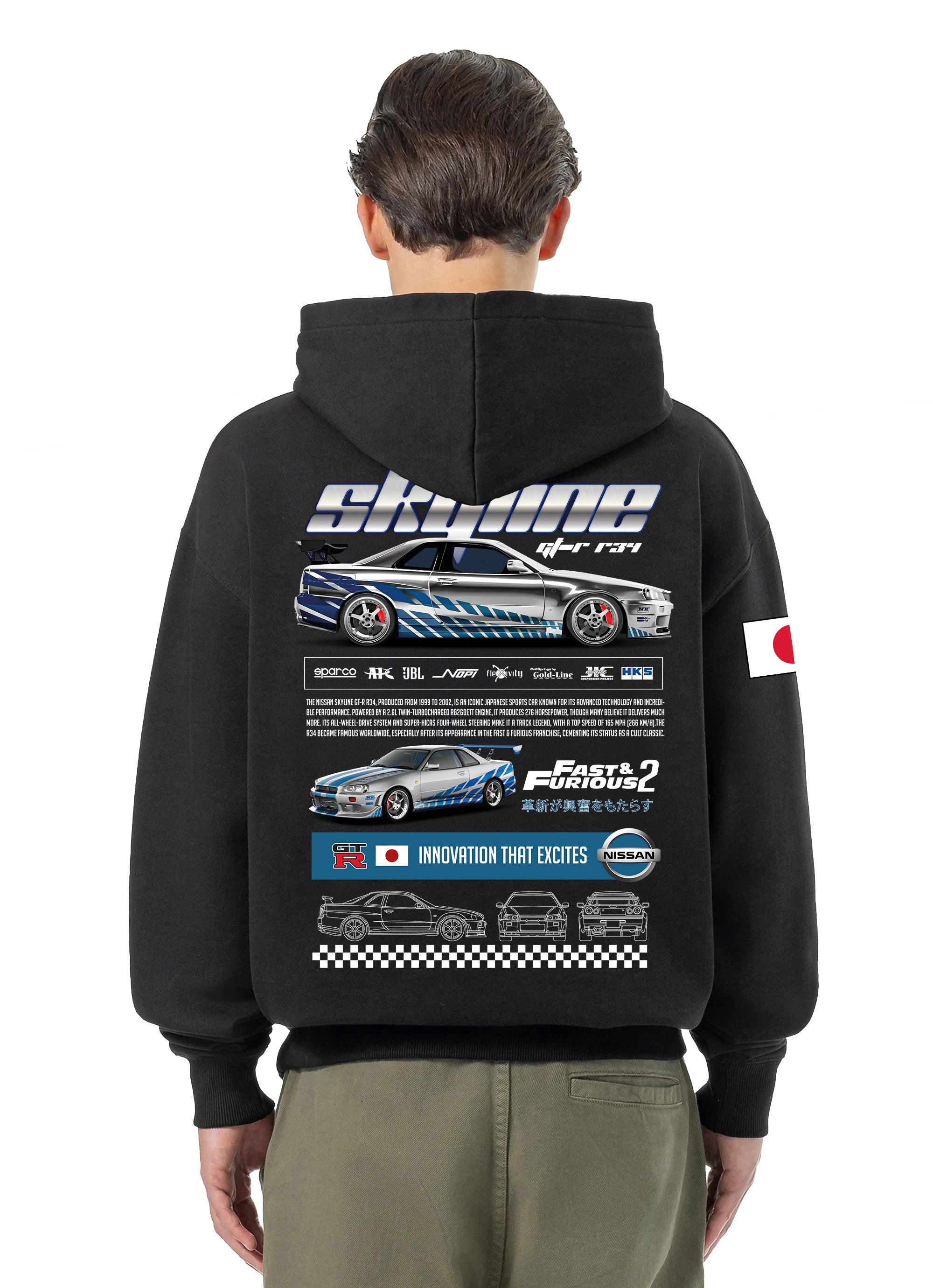 Nissan Skyline Bluza Oversize z kapturem 320g
