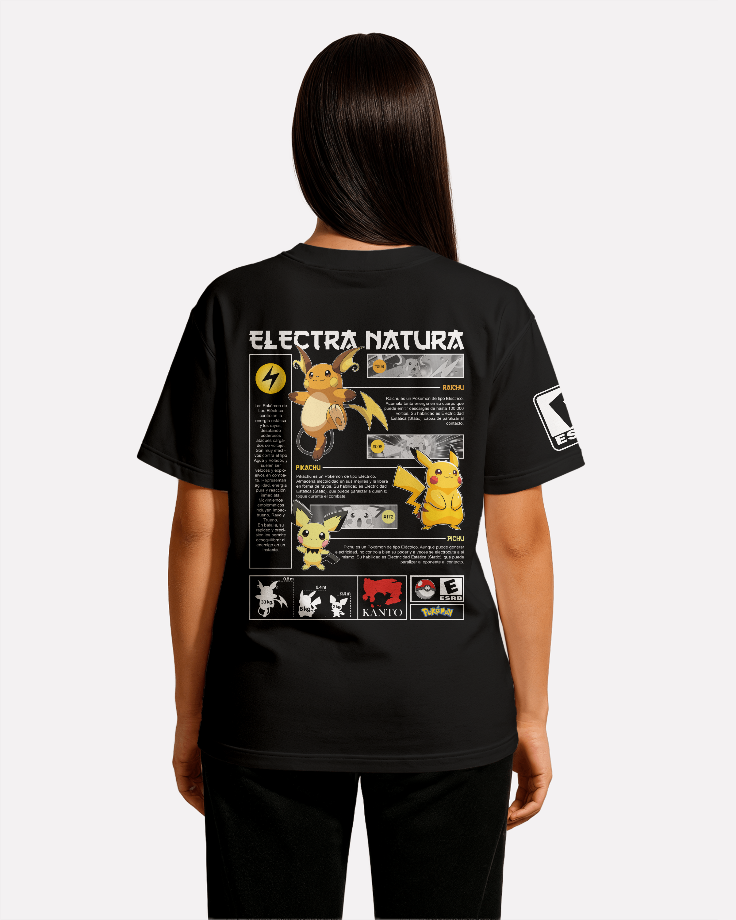 Pikachu Oversize/Box T-shirt Unisex biała/czarna