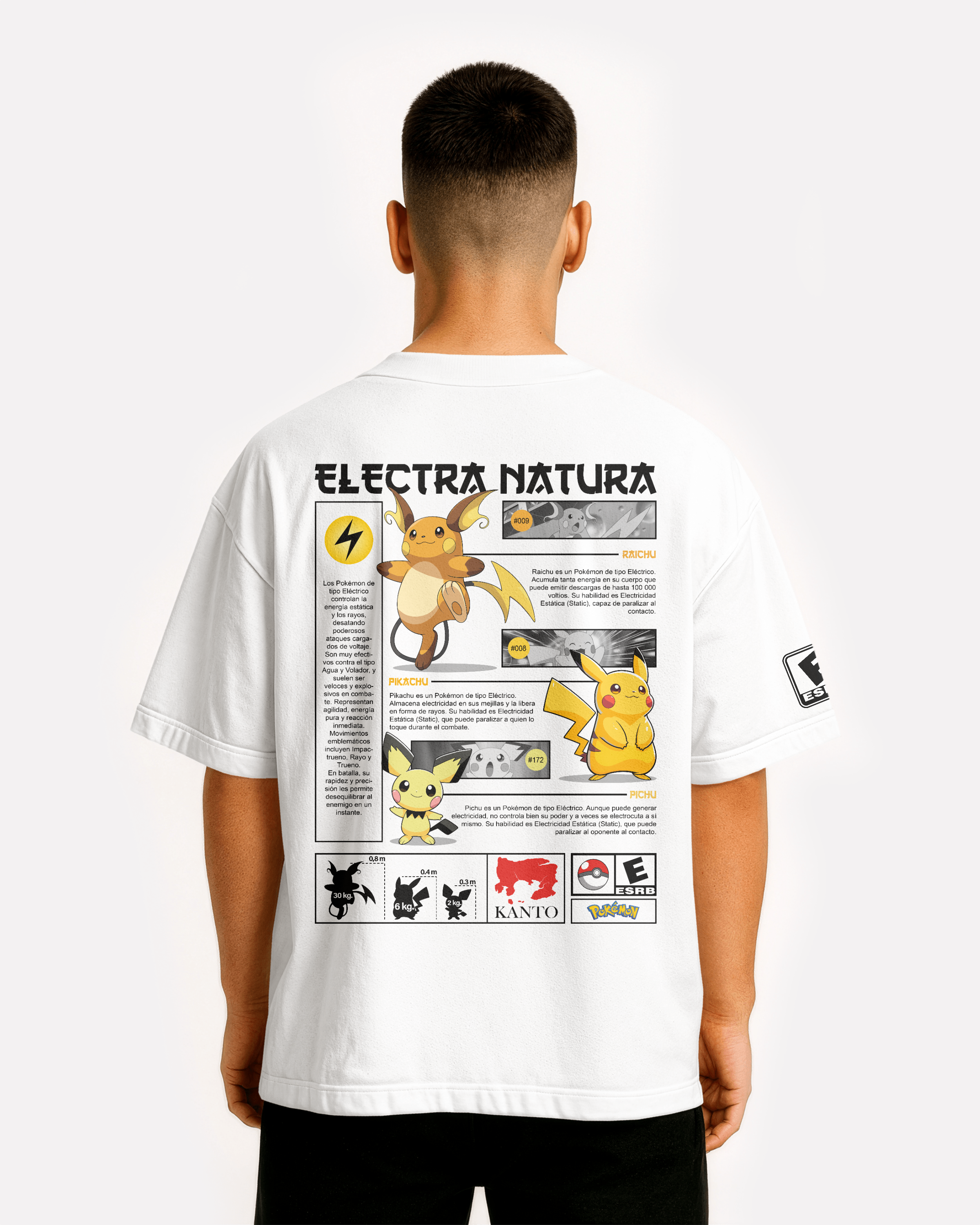 Pikachu Oversize/Box T-shirt Unisex biała/czarna