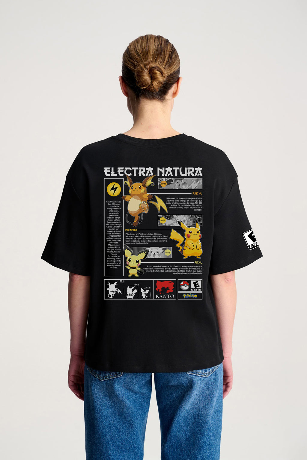 Pikachu Oversize/Box T-shirt Unisex biała/czarna