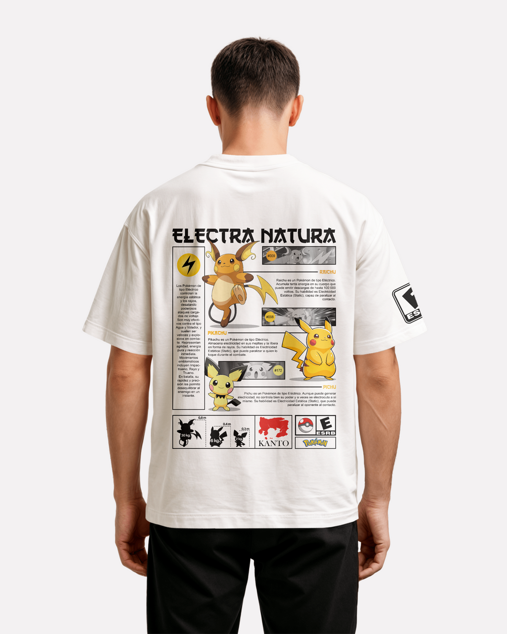 Pikachu Oversize/Box T-shirt Unisex biała/czarna