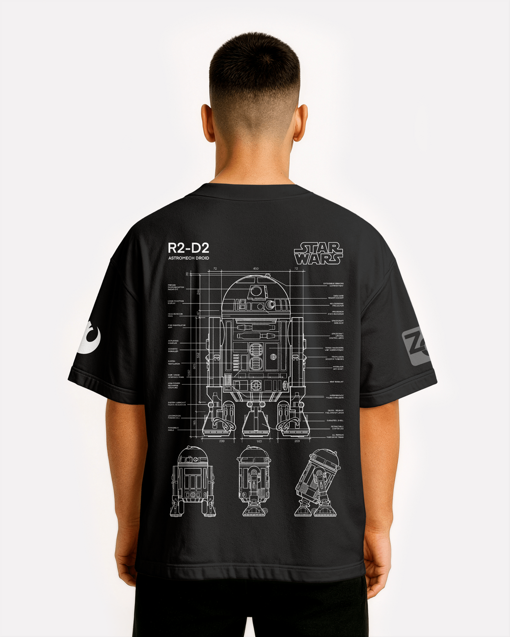 R2-D2 Oversize T-shirt Unisex biała/czarna