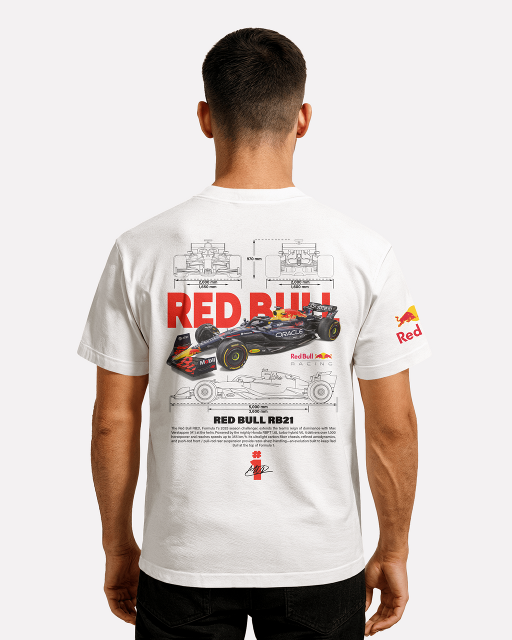 Redbull  T-shirt Classic Unisex  czarna/biała