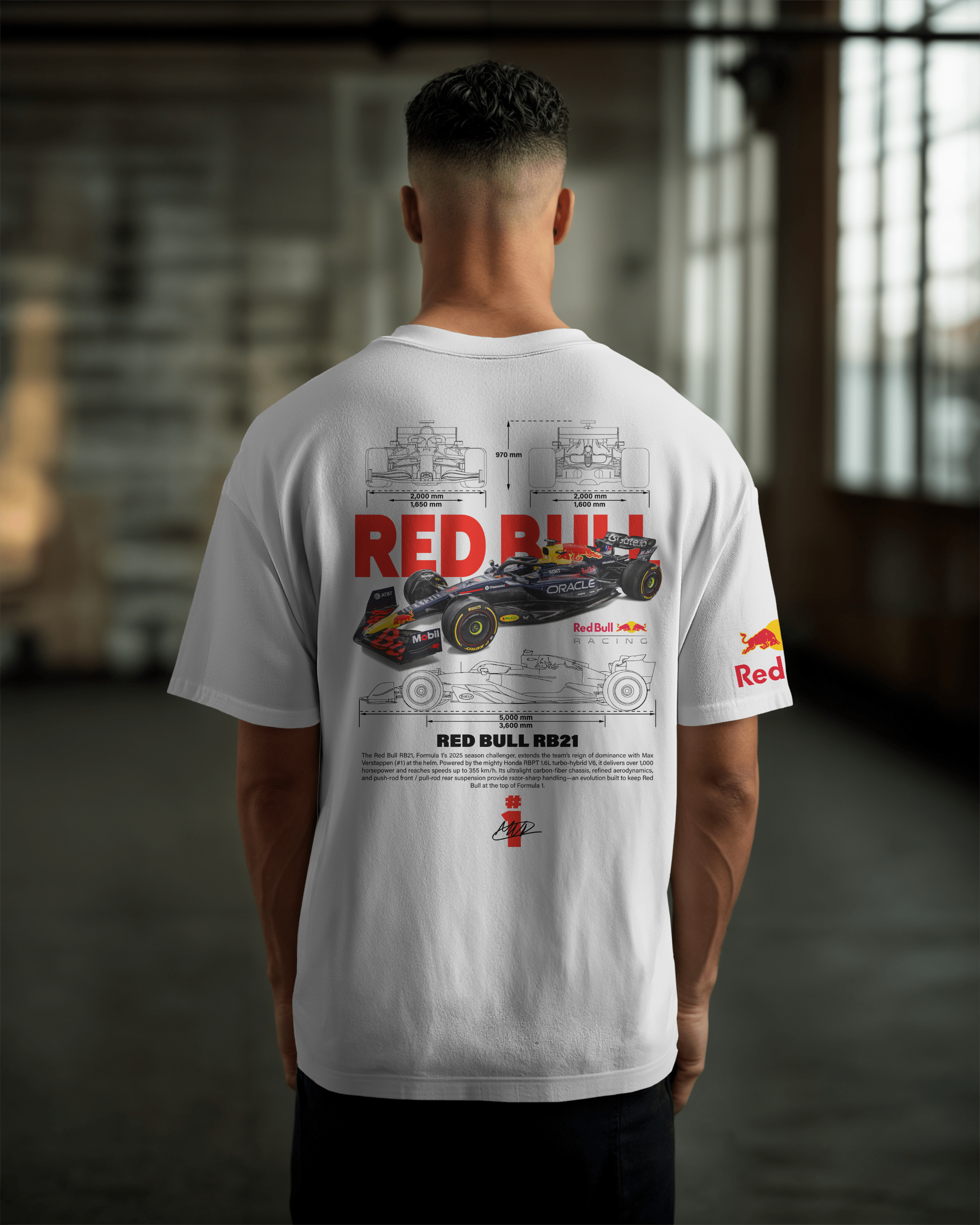Redbull Oversize T-shirt Unisex biała/czarna (Kopia)