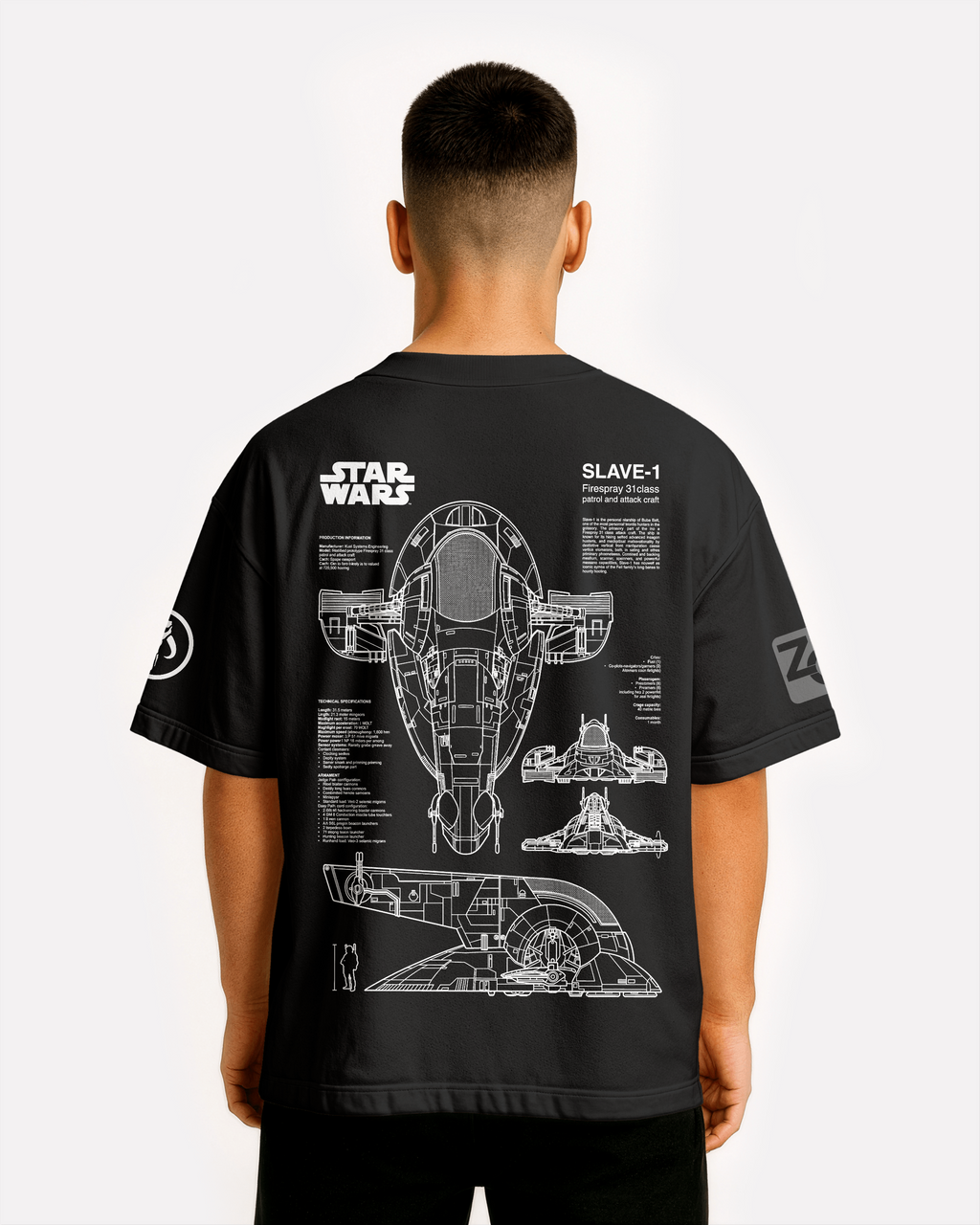 SLAVE 1 Oversize T-shirt Unisex biała/czarna