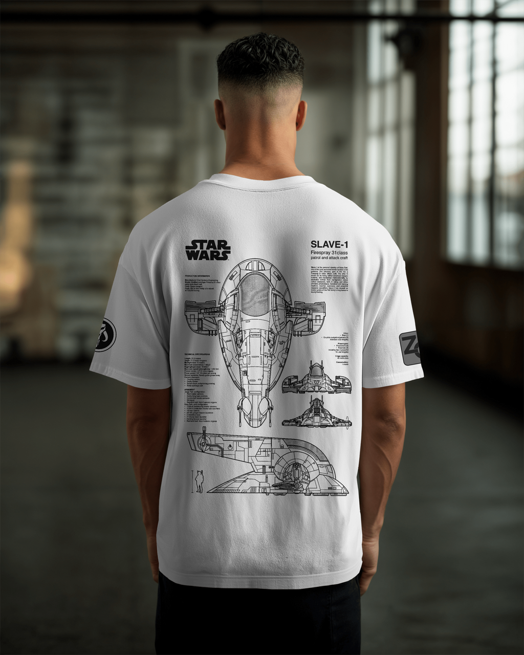 SLAVE 1 Oversize T-shirt Unisex biała/czarna