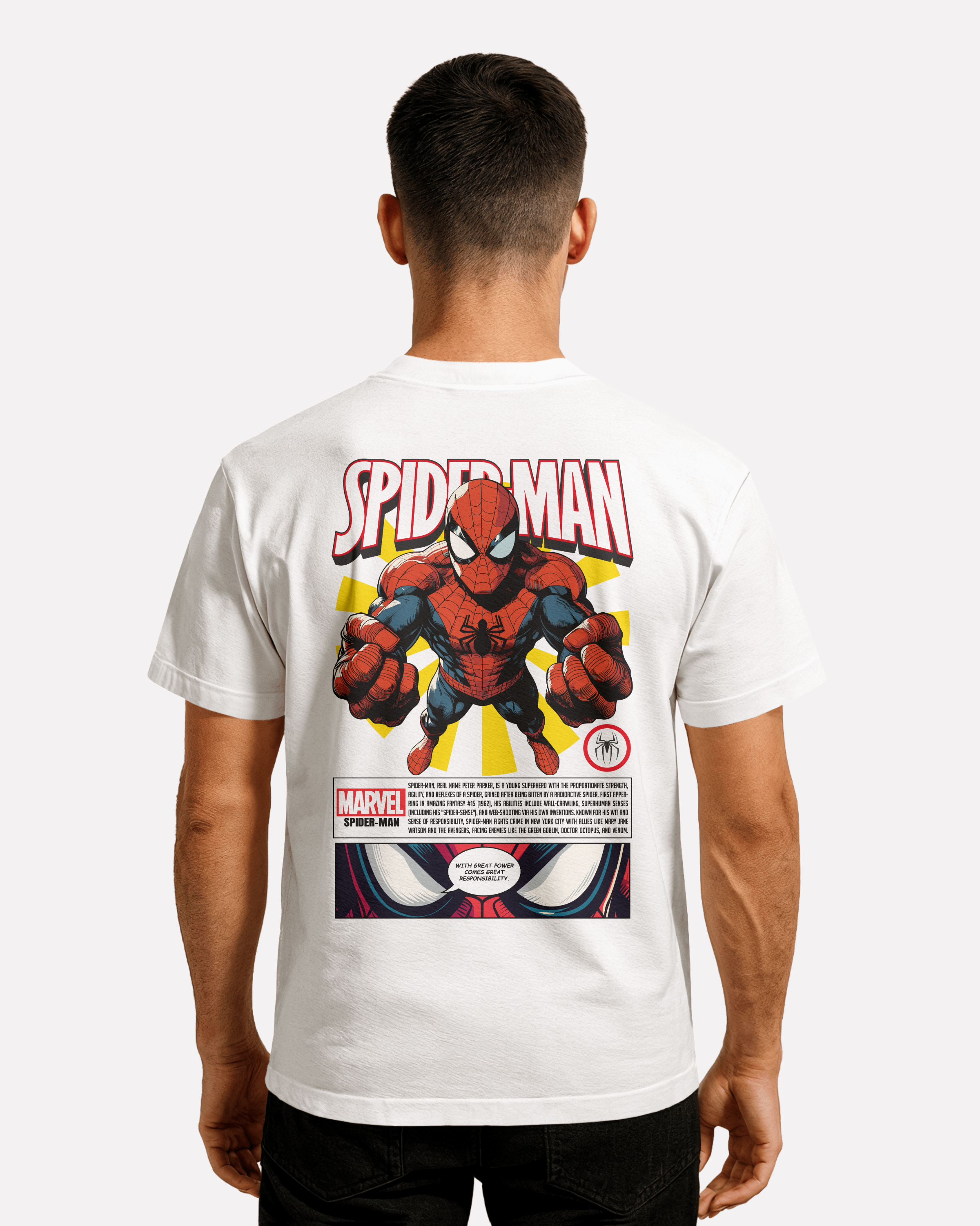 Spider Man T-shirt Classic Unisex biała/czarna