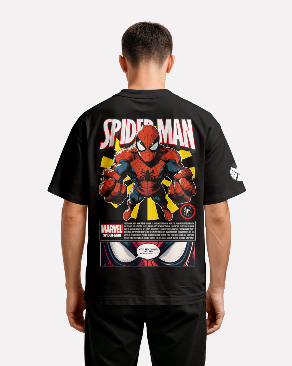 Spider Man Oversize/Box T-shirt Unisex biała/czarna
