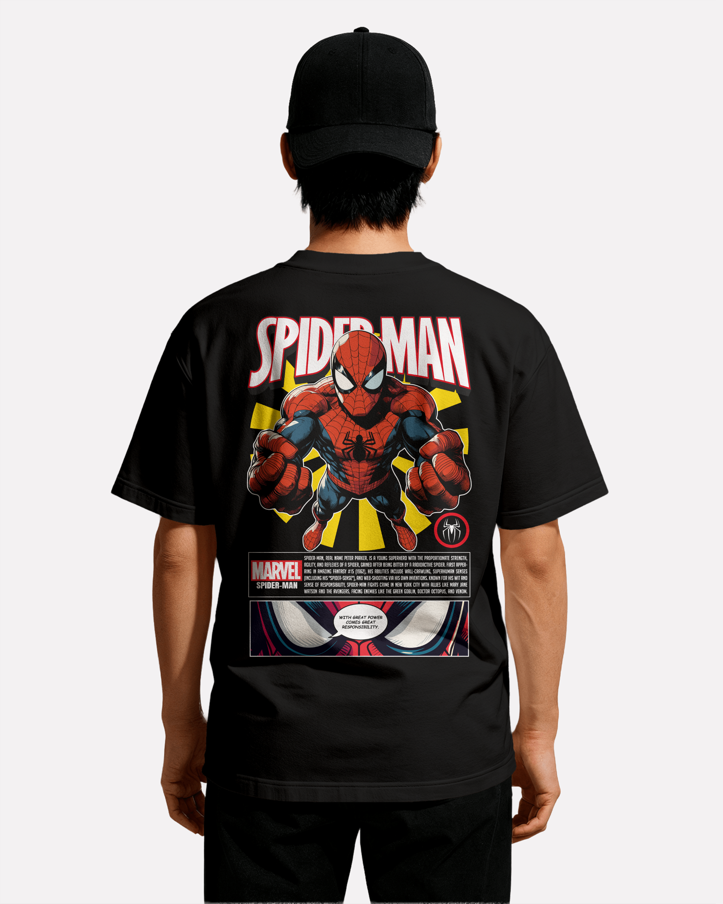 Spider Man T-shirt Classic Unisex biała/czarna