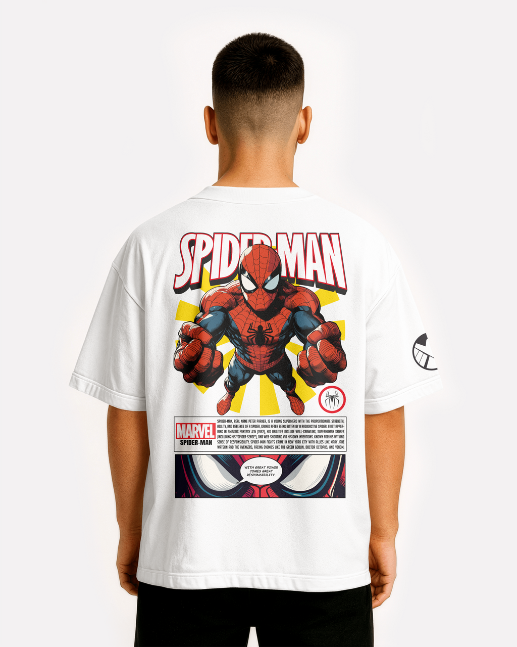 Spider Man Oversize/Box T-shirt Unisex biała/czarna