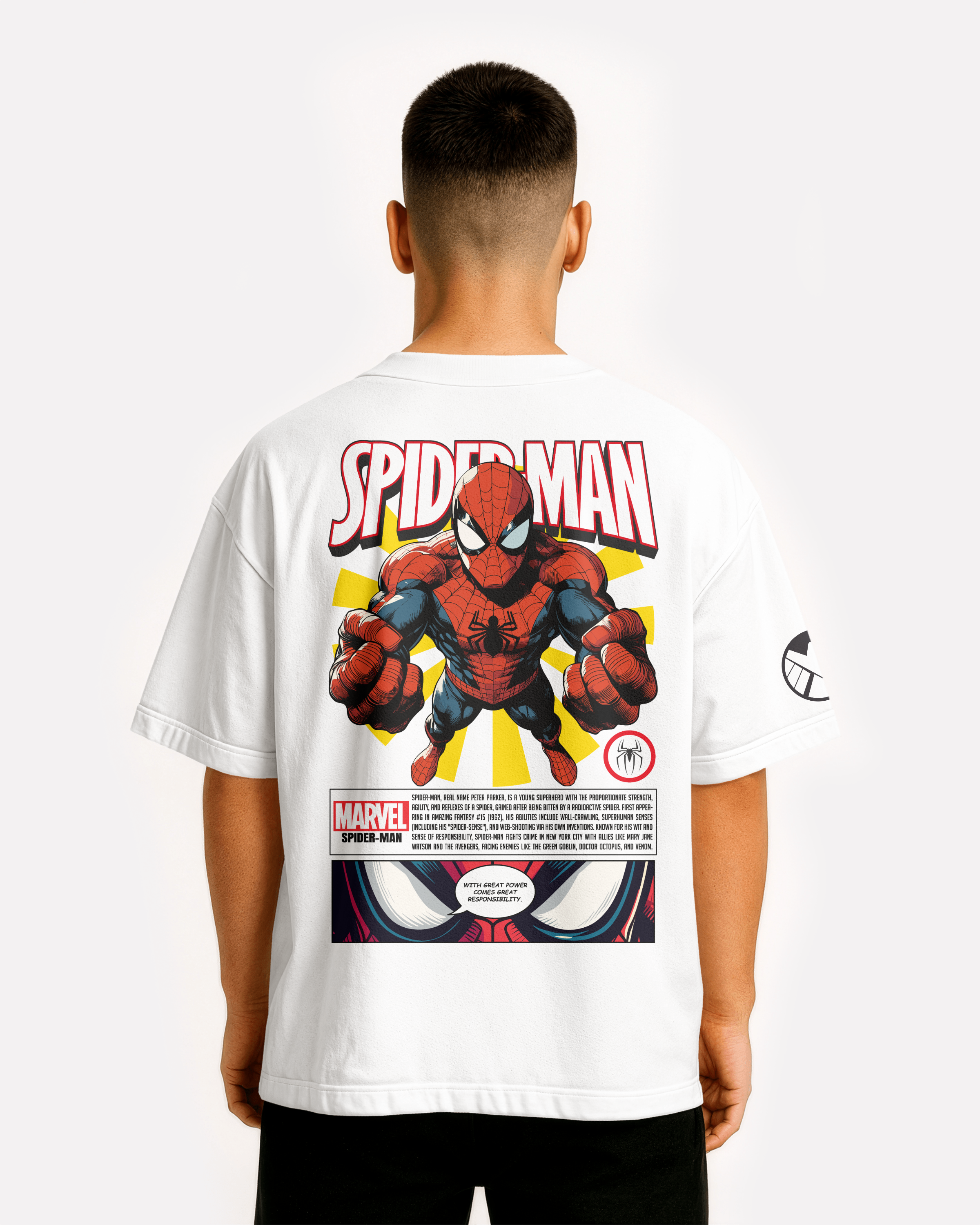 Spider Man Oversize/Box T-shirt Unisex biała/czarna