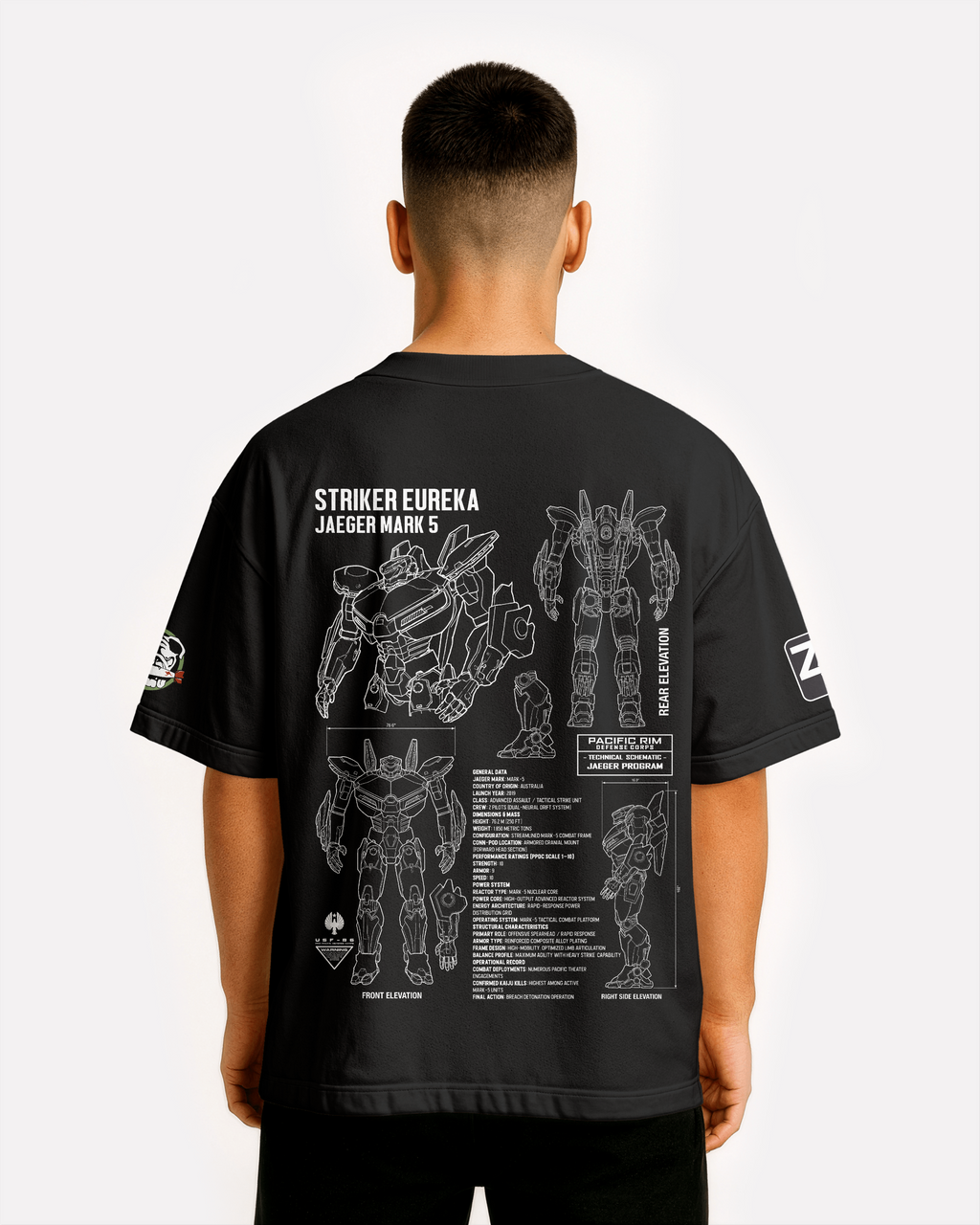 Striker Eureka Oversize T-shirt Unisex biała/czarna