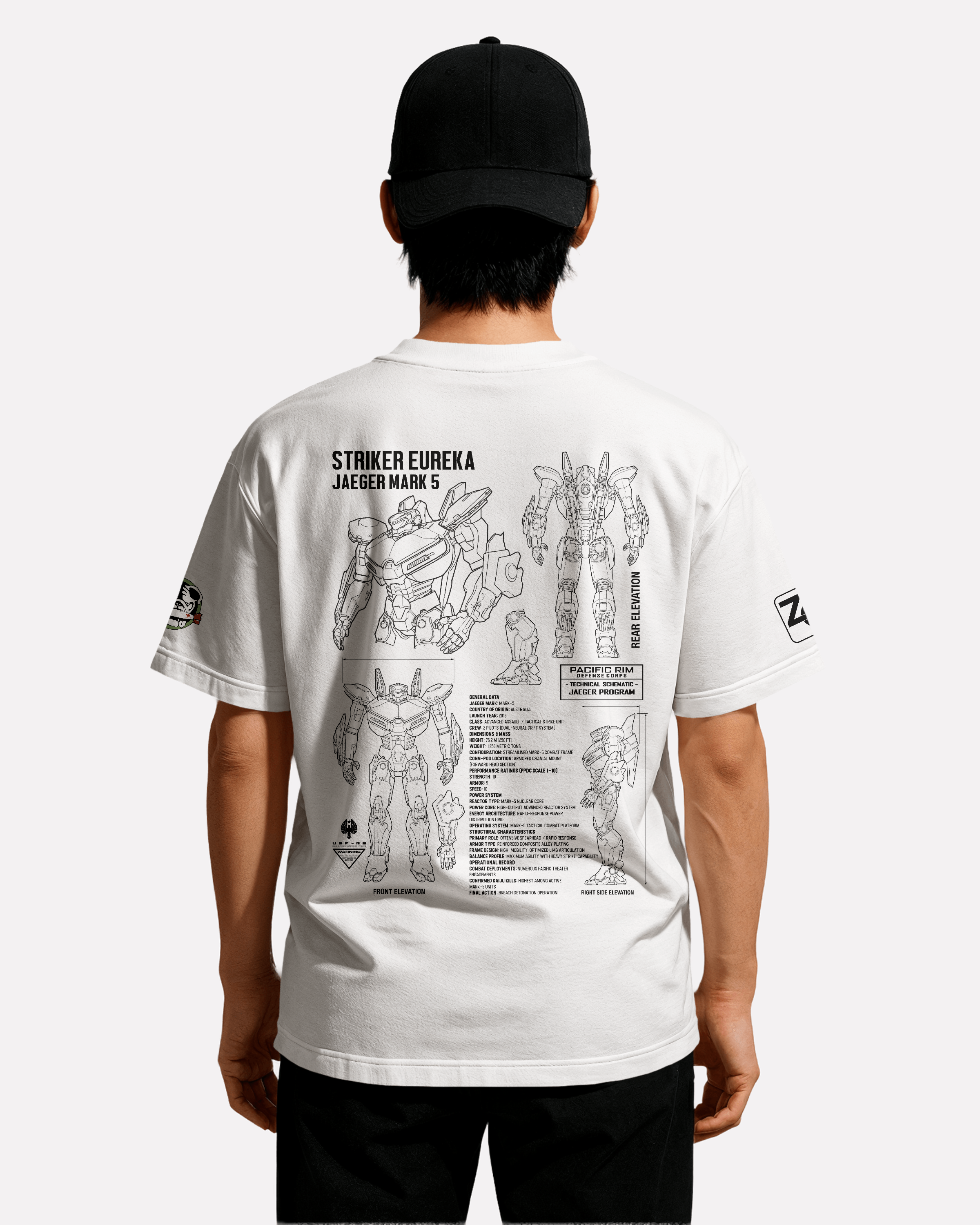 Striker Eureka T-shirt Classic Unisex biała/czarna