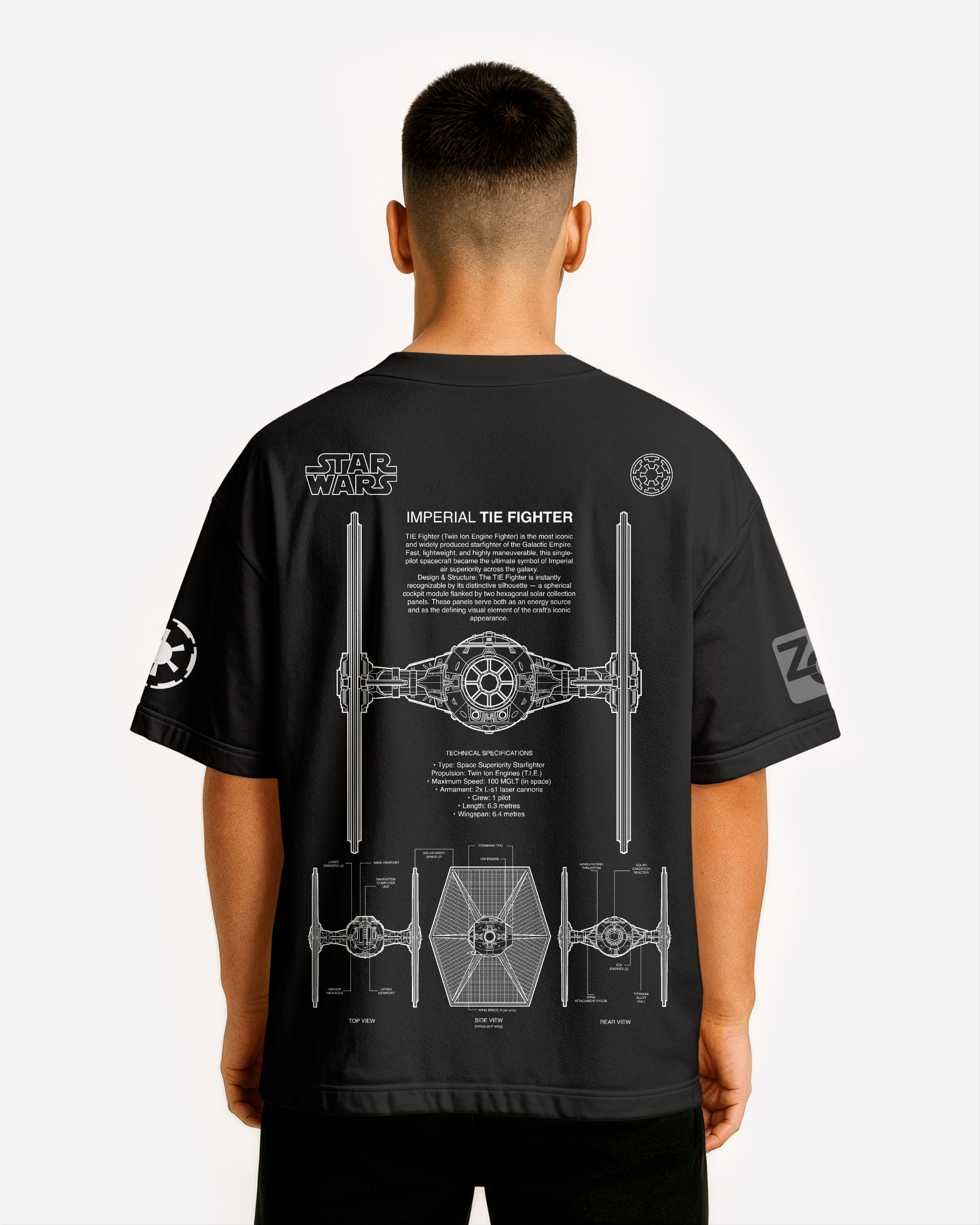 TIE IMPERIAL Oversize T-shirt Unisex biała/czarna
