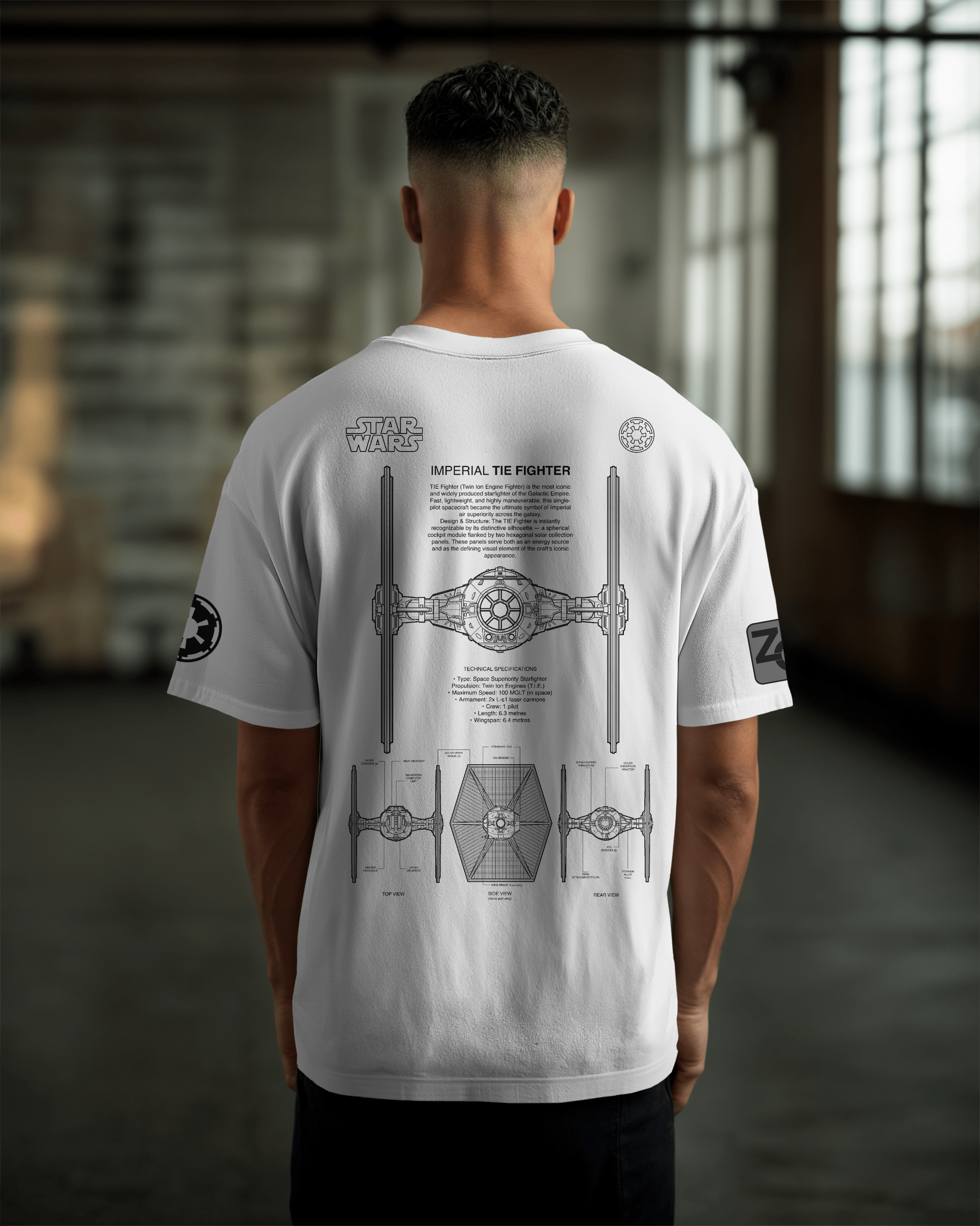 TIE IMPERIAL Oversize T-shirt Unisex biała/czarna