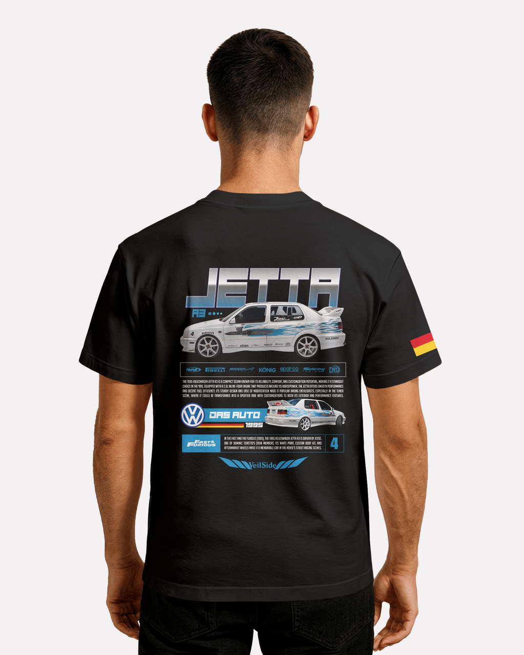 Volkswagen Jetta T-shirt Classic Unisex biała/czarna