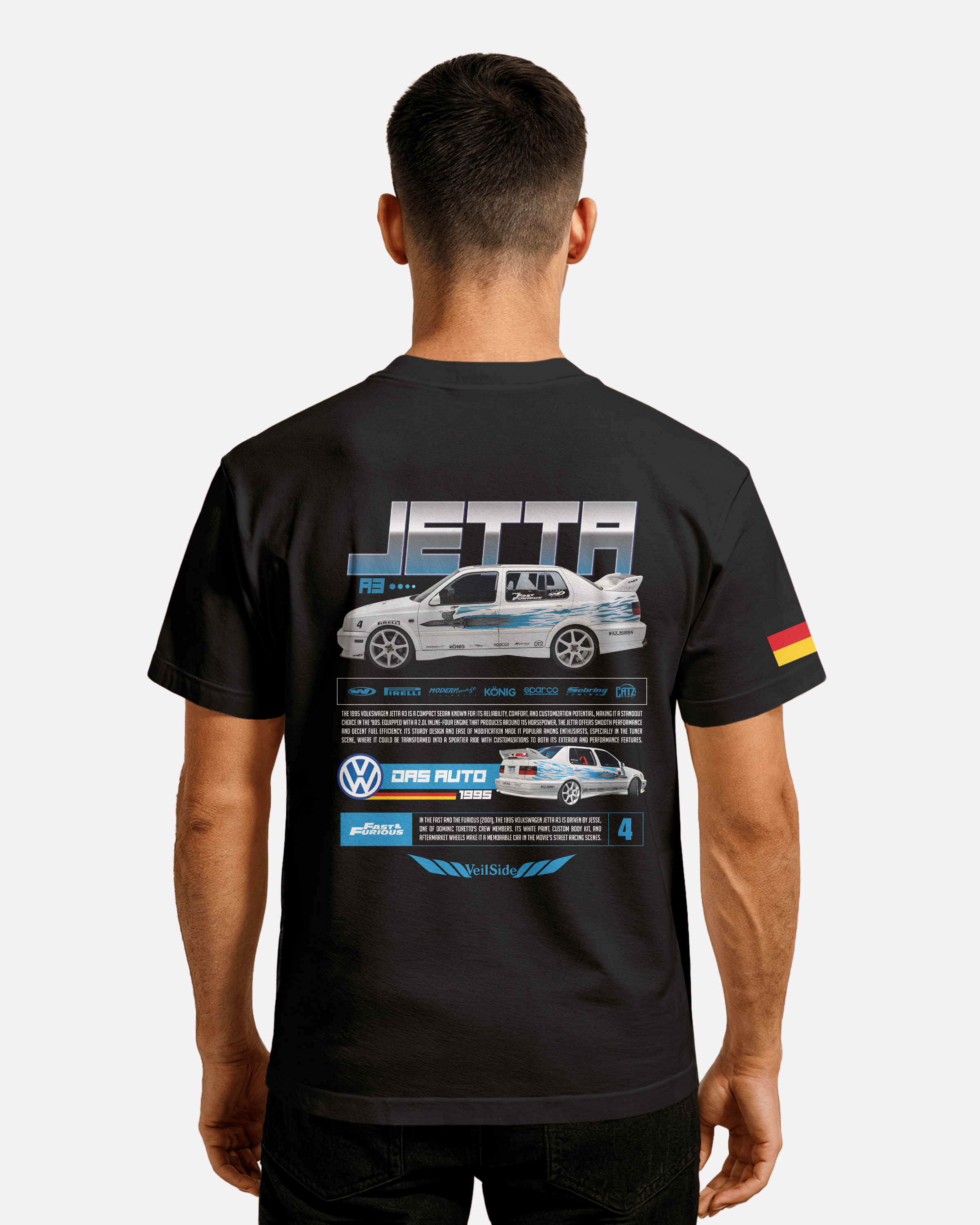 Volkswagen Jetta T-shirt Classic Unisex biała/czarna