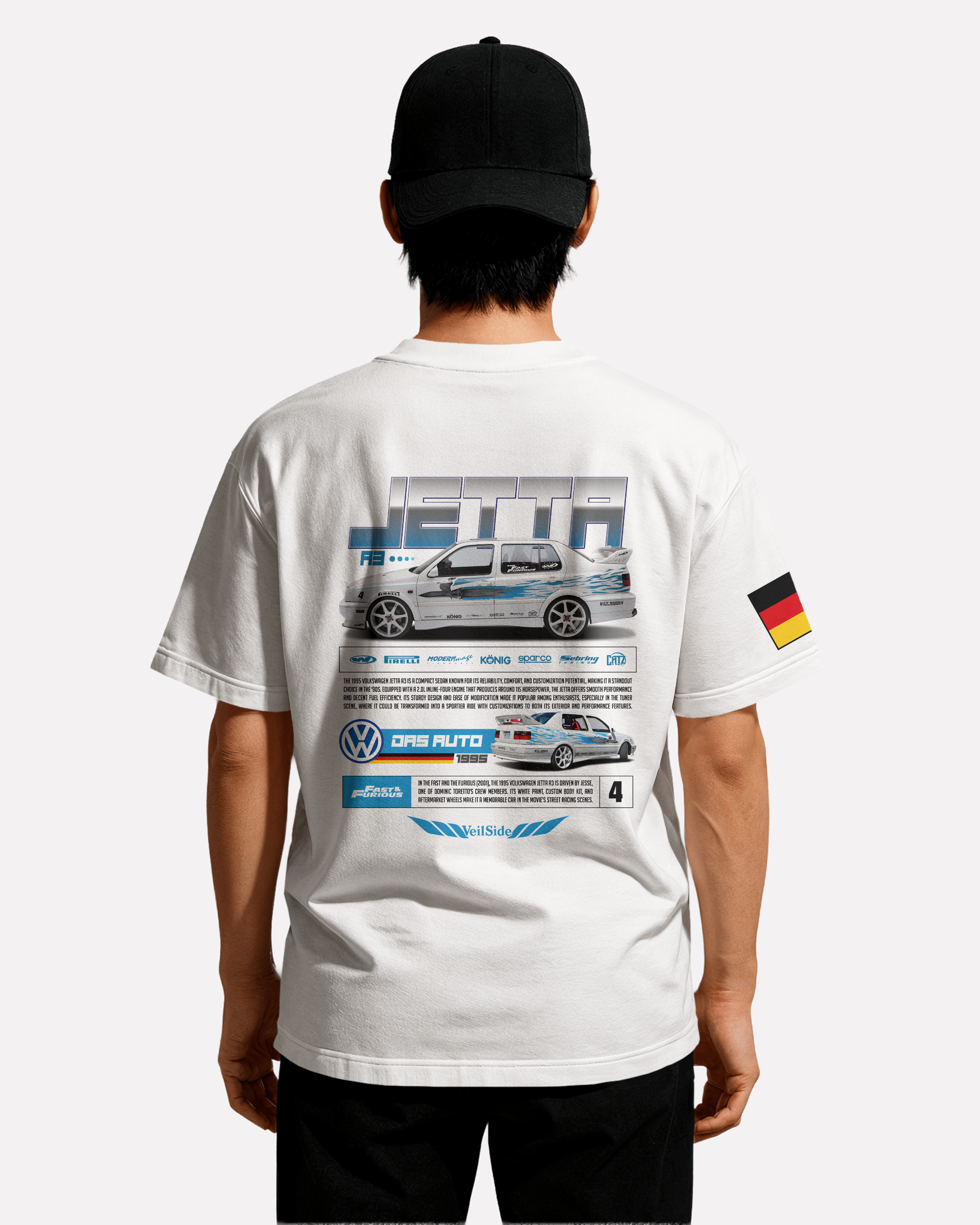 Volkswagen Jetta T-shirt Classic Unisex biała/czarna