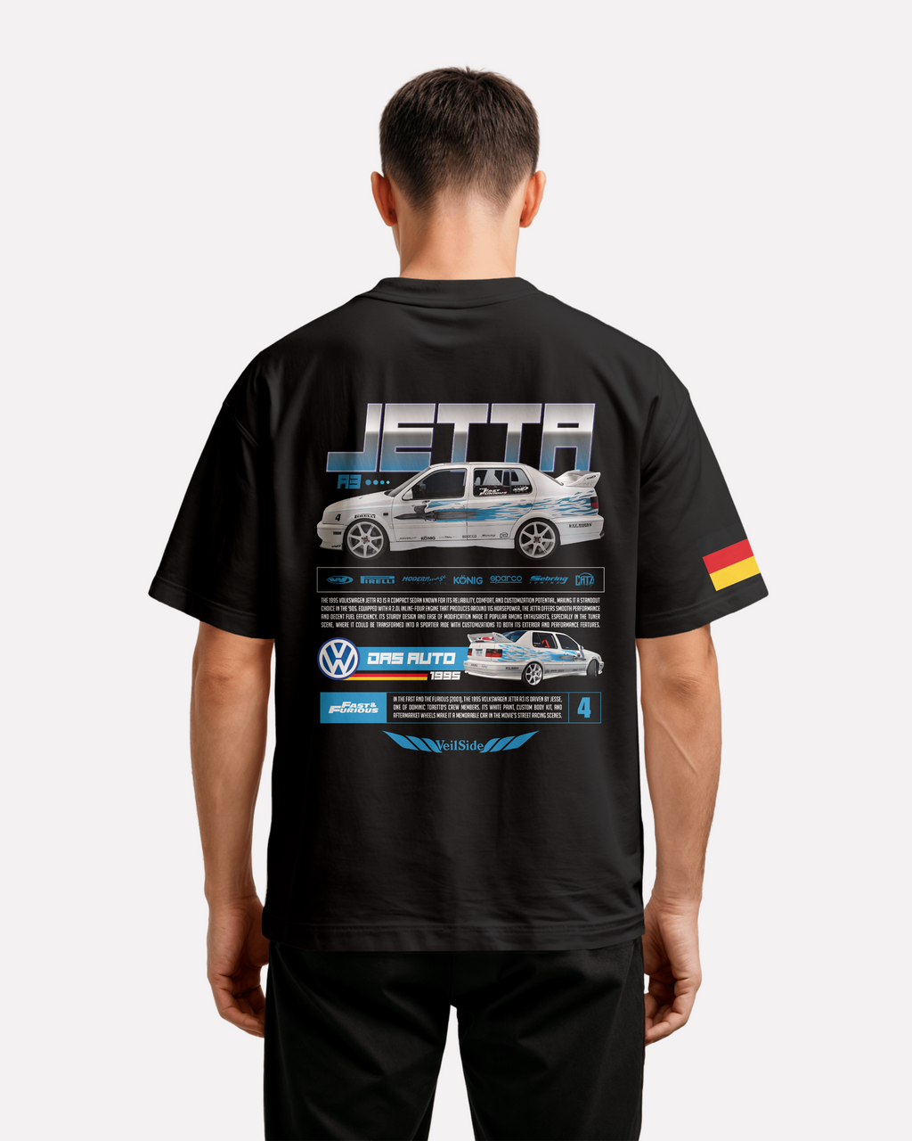 Volkswagen Jetta Oversize T-shirt Unisex biała/czarna