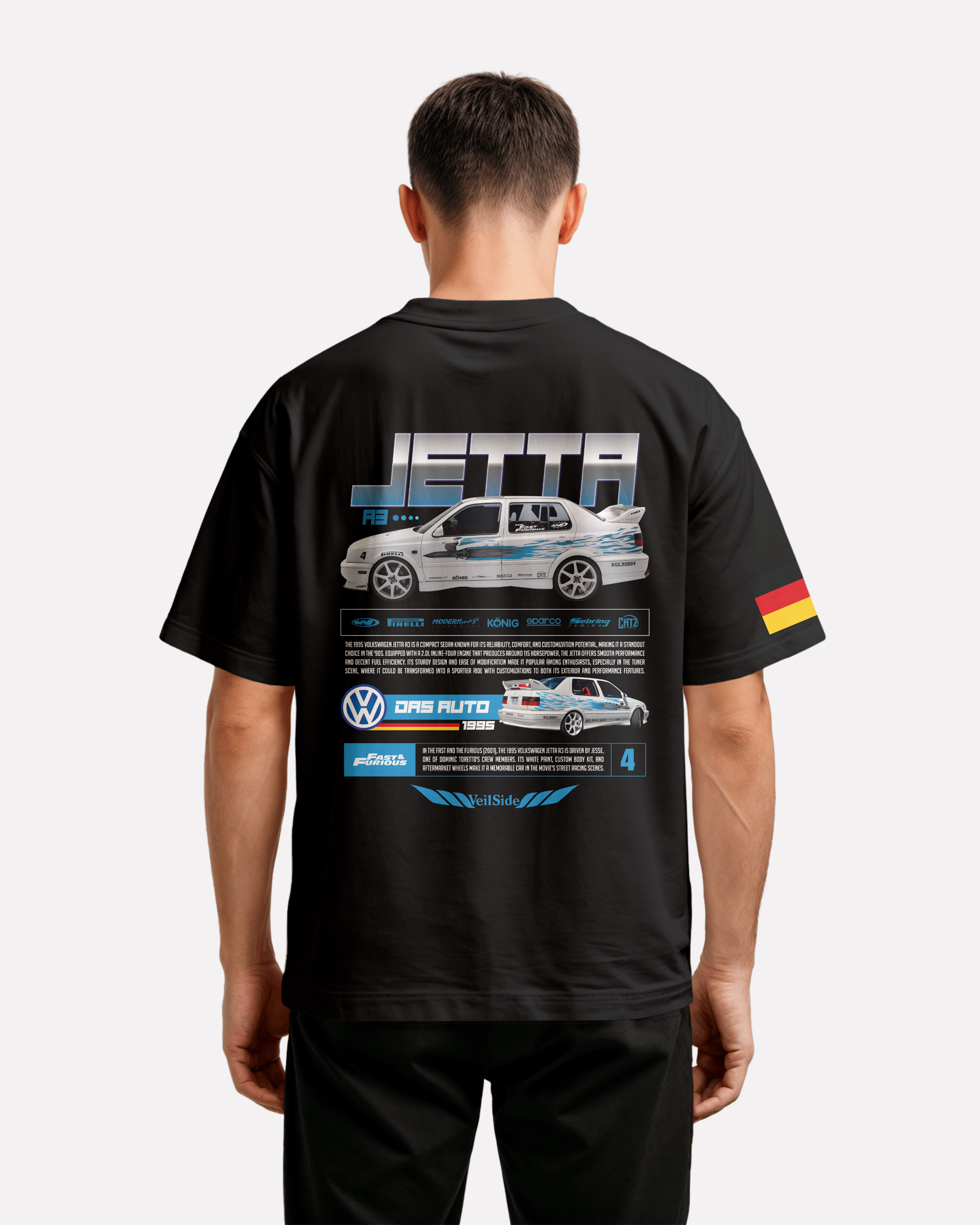 Volkswagen Jetta Oversize T-shirt Unisex biała/czarna