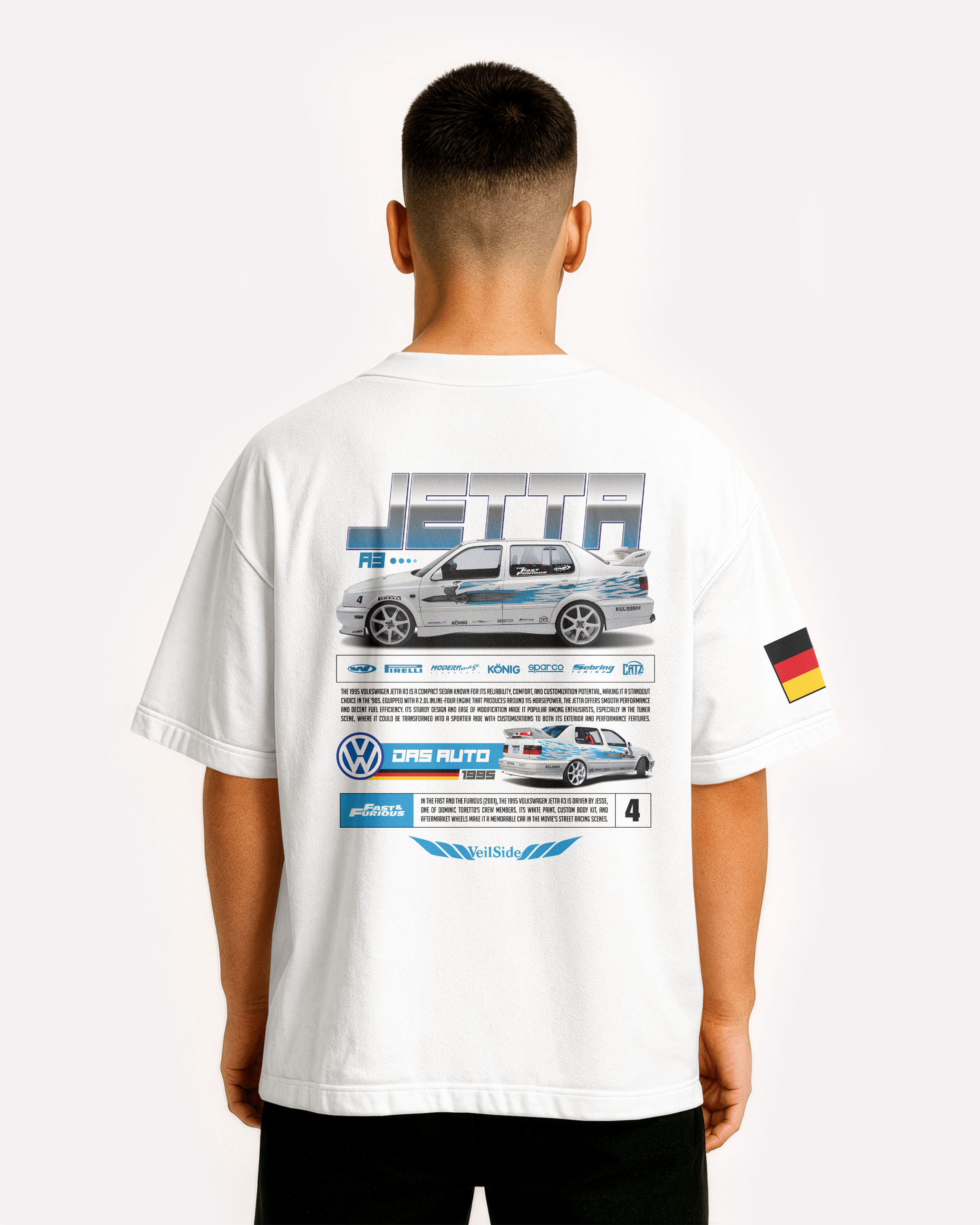 Volkswagen Jetta Oversize T-shirt Unisex biała/czarna