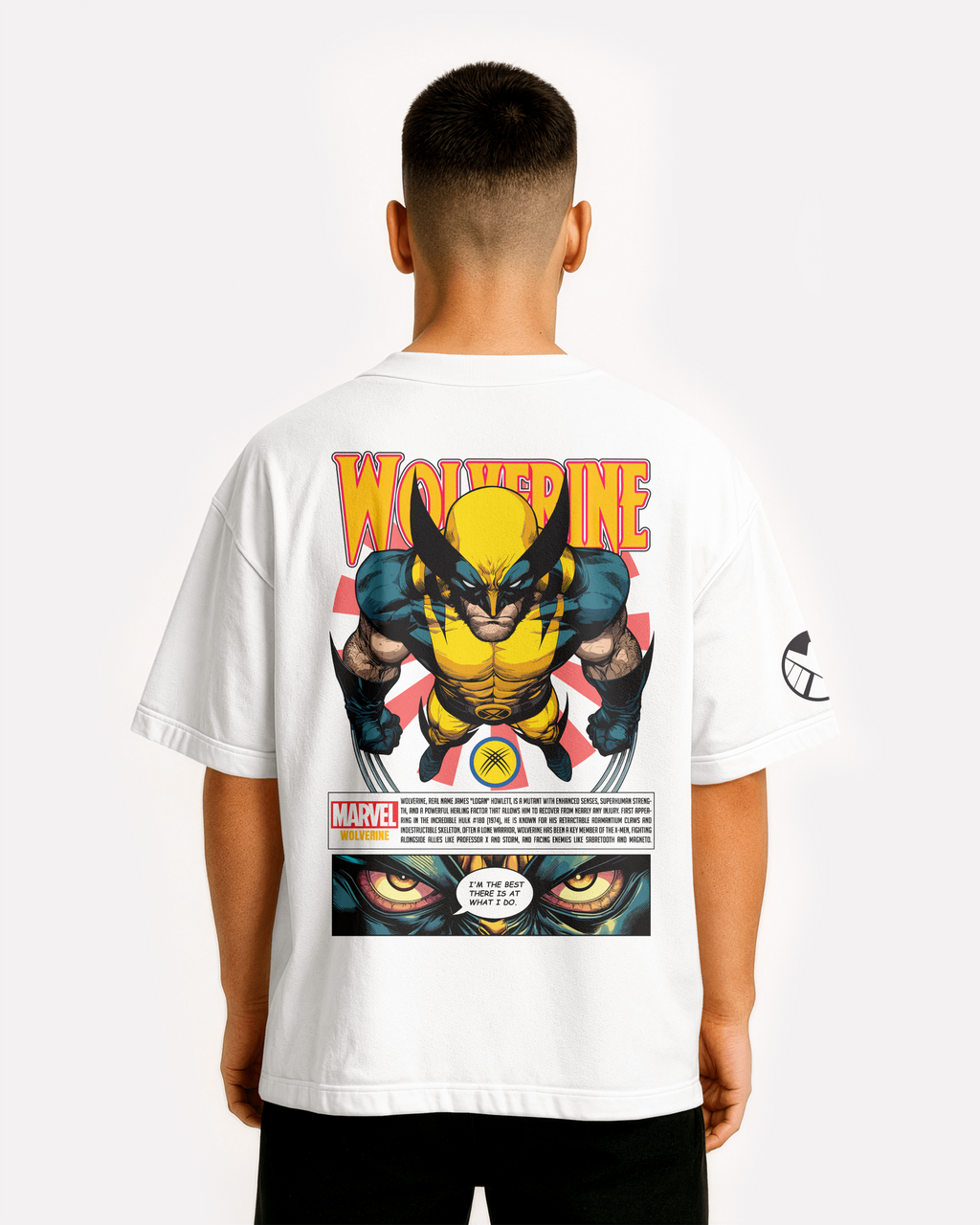 Wolverine Oversize/Box T-shirt Unisex biała/czarna