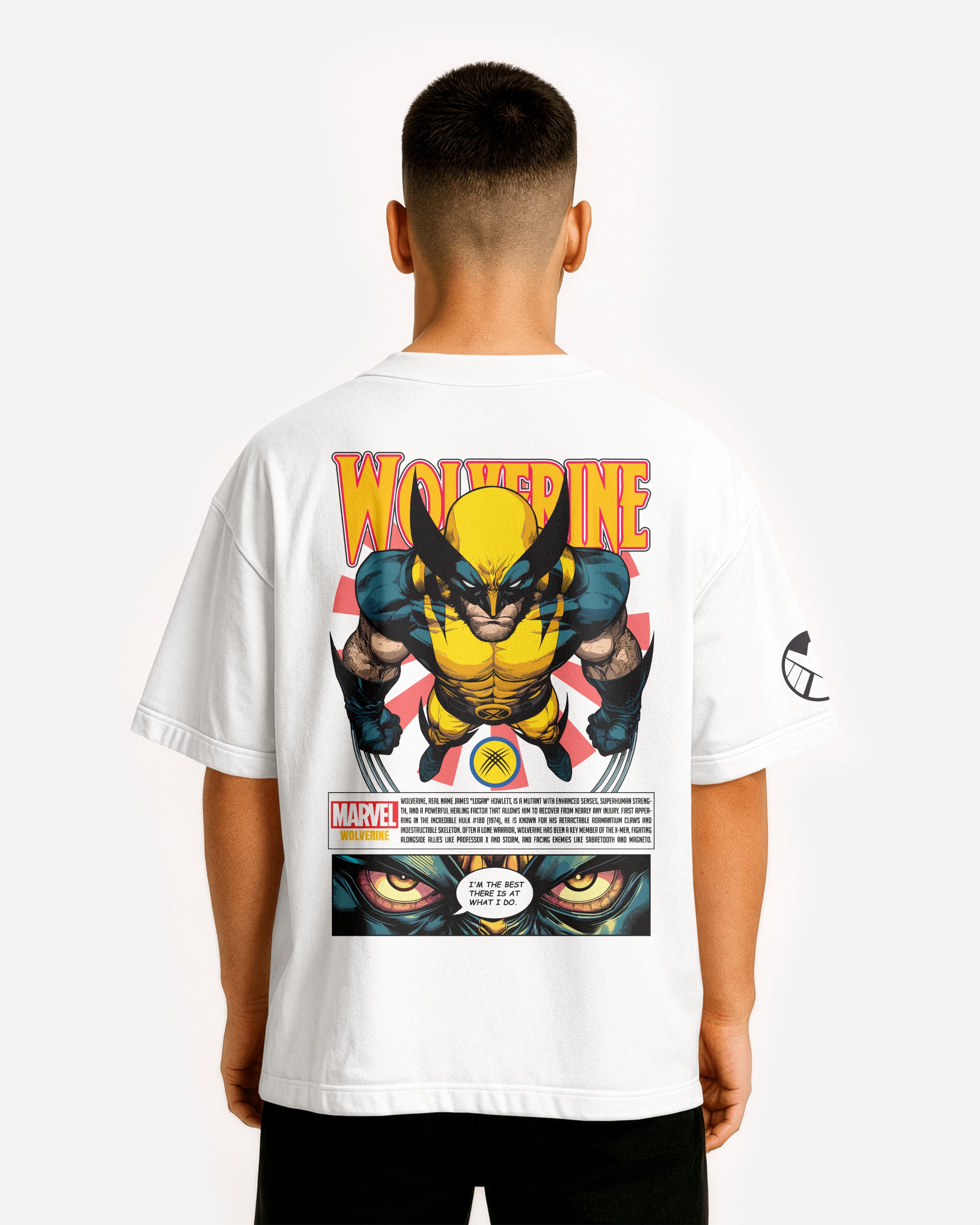 Wolverine Oversize/Box T-shirt Unisex biała/czarna