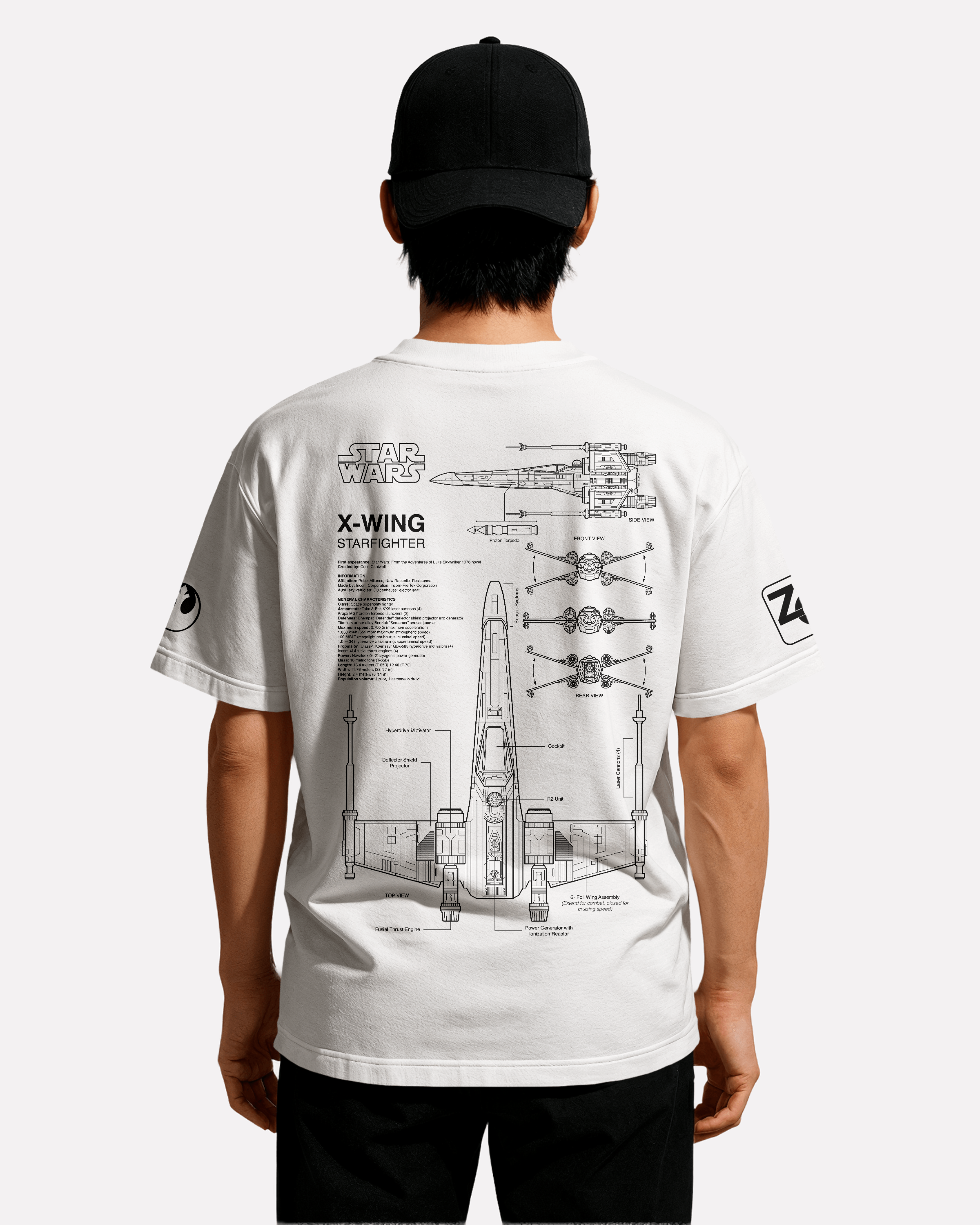 X-WING T-shirt Classic Unisex biała/czarna